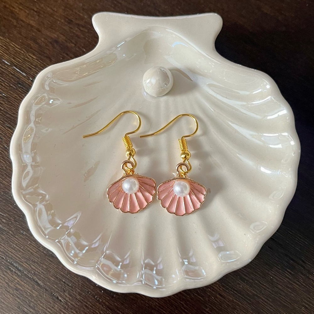 Pink Pearl Seashell Earrings